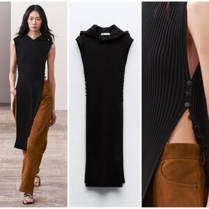 ZARA ~ RIBBED KNIT TUNIC WITH HOOD